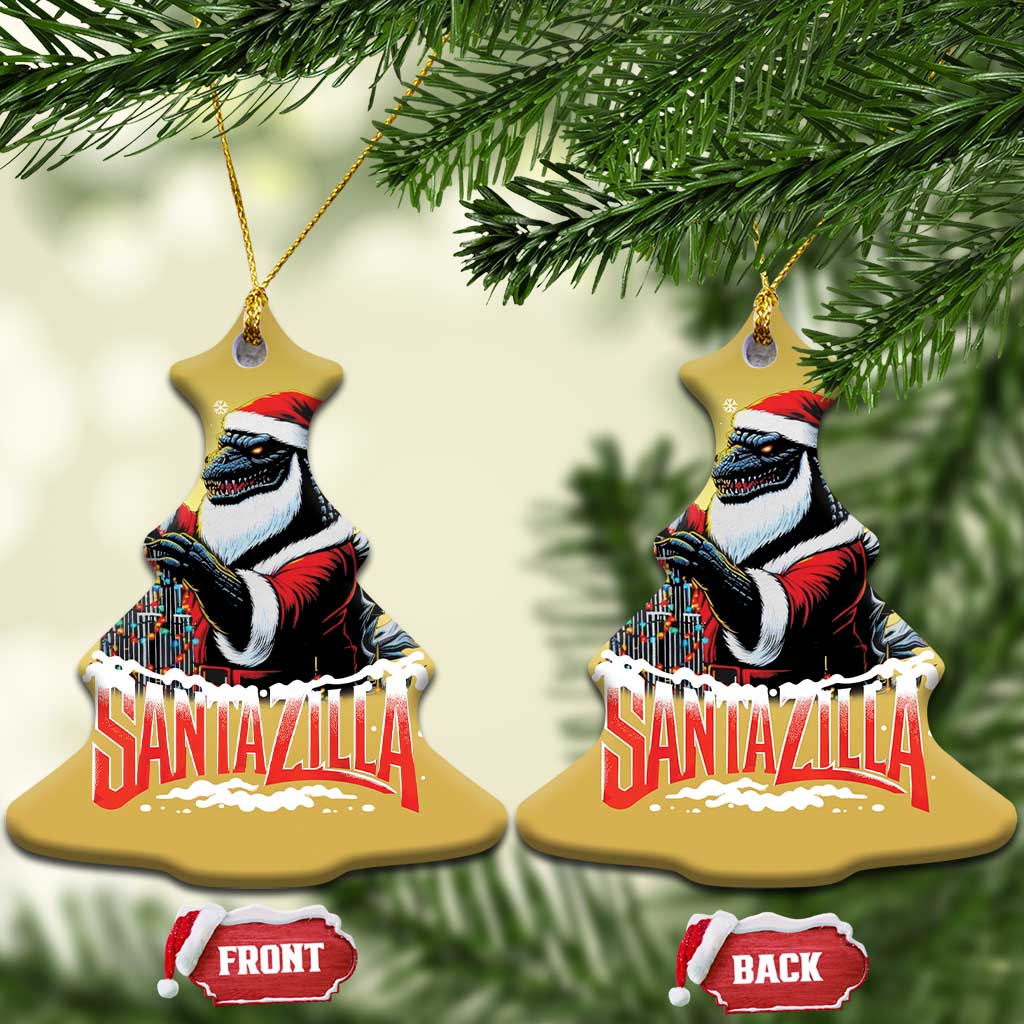 Funny Xmas Santa Godzilla Christmas Ornament Santazilla Tower Xmas Tree TS11