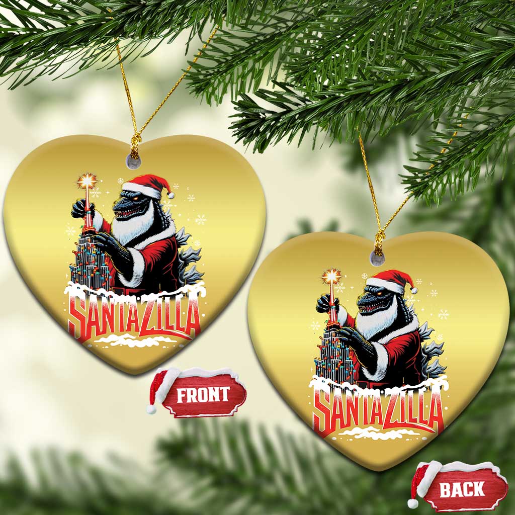 Funny Xmas Santa Godzilla Christmas Ornament Santazilla Tower Xmas Tree TS11