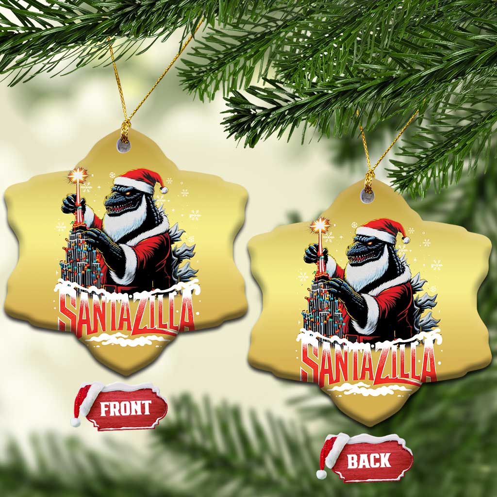 Funny Xmas Santa Godzilla Christmas Ornament Santazilla Tower Xmas Tree TS11