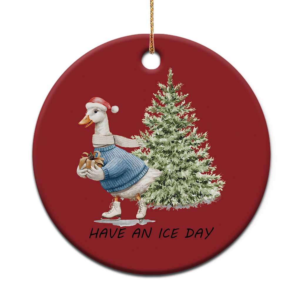 Funny Xmas Ice Skating Christmas Ornament Have An Ice Day Goose Xmas Tree TS11