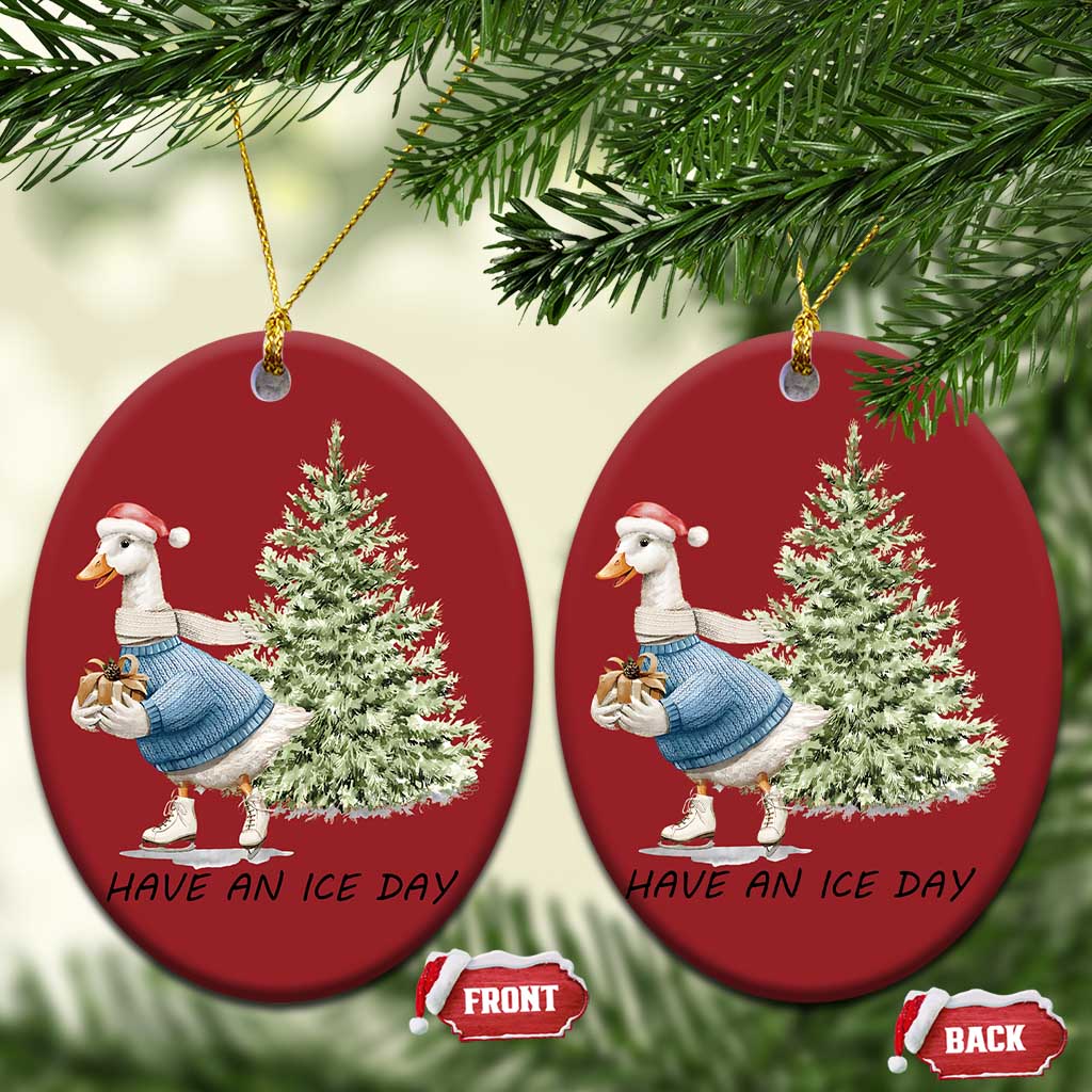 Funny Xmas Ice Skating Christmas Ornament Have An Ice Day Goose Xmas Tree TS11
