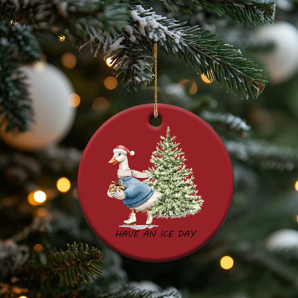Funny Xmas Ice Skating Christmas Ornament Have An Ice Day Goose Xmas Tree TS11