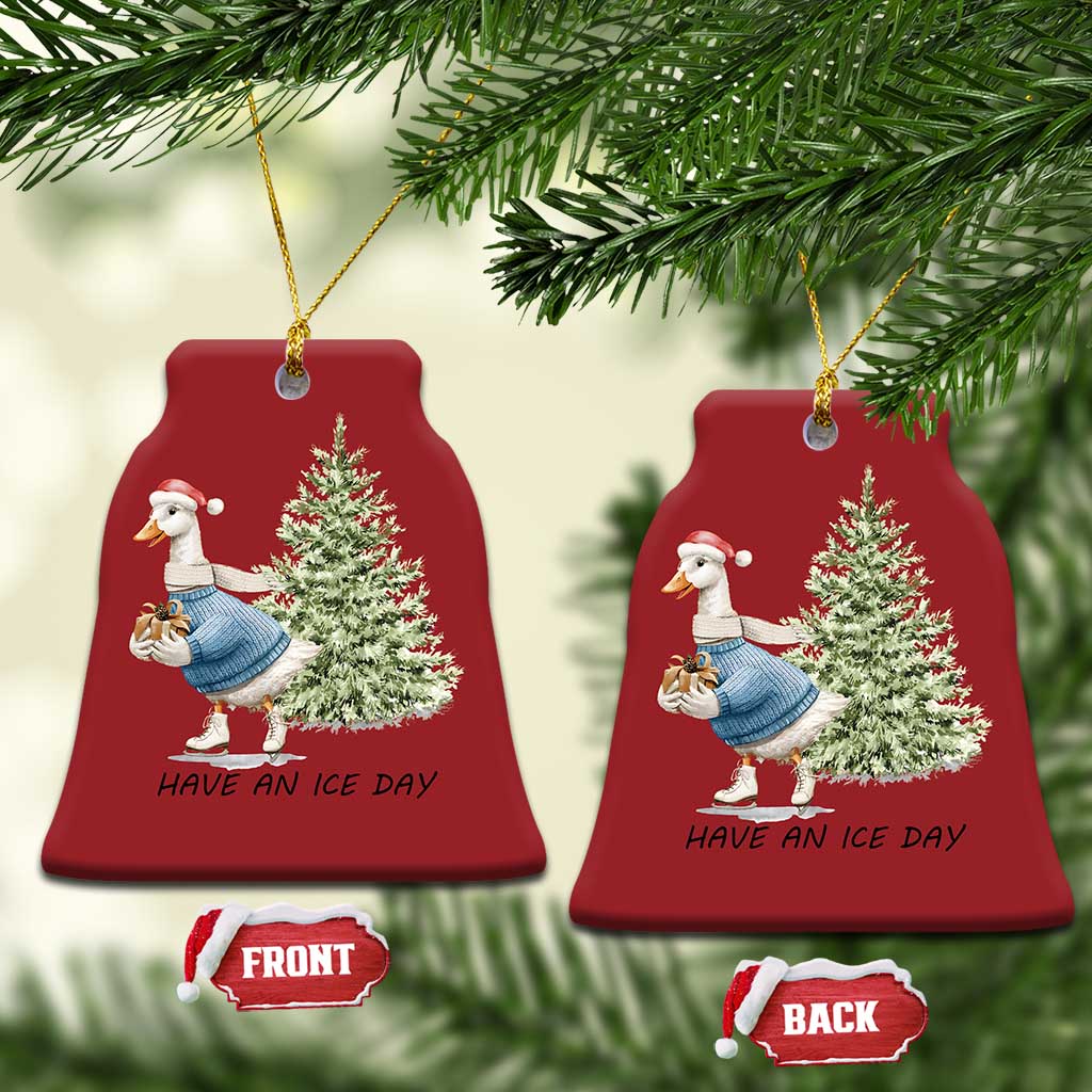 Funny Xmas Ice Skating Christmas Ornament Have An Ice Day Goose Xmas Tree TS11