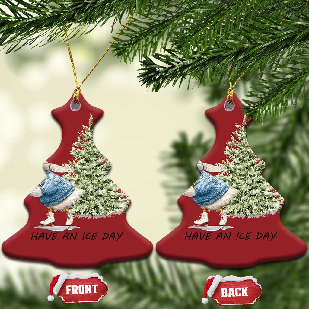 Funny Xmas Ice Skating Christmas Ornament Have An Ice Day Goose Xmas Tree TS11