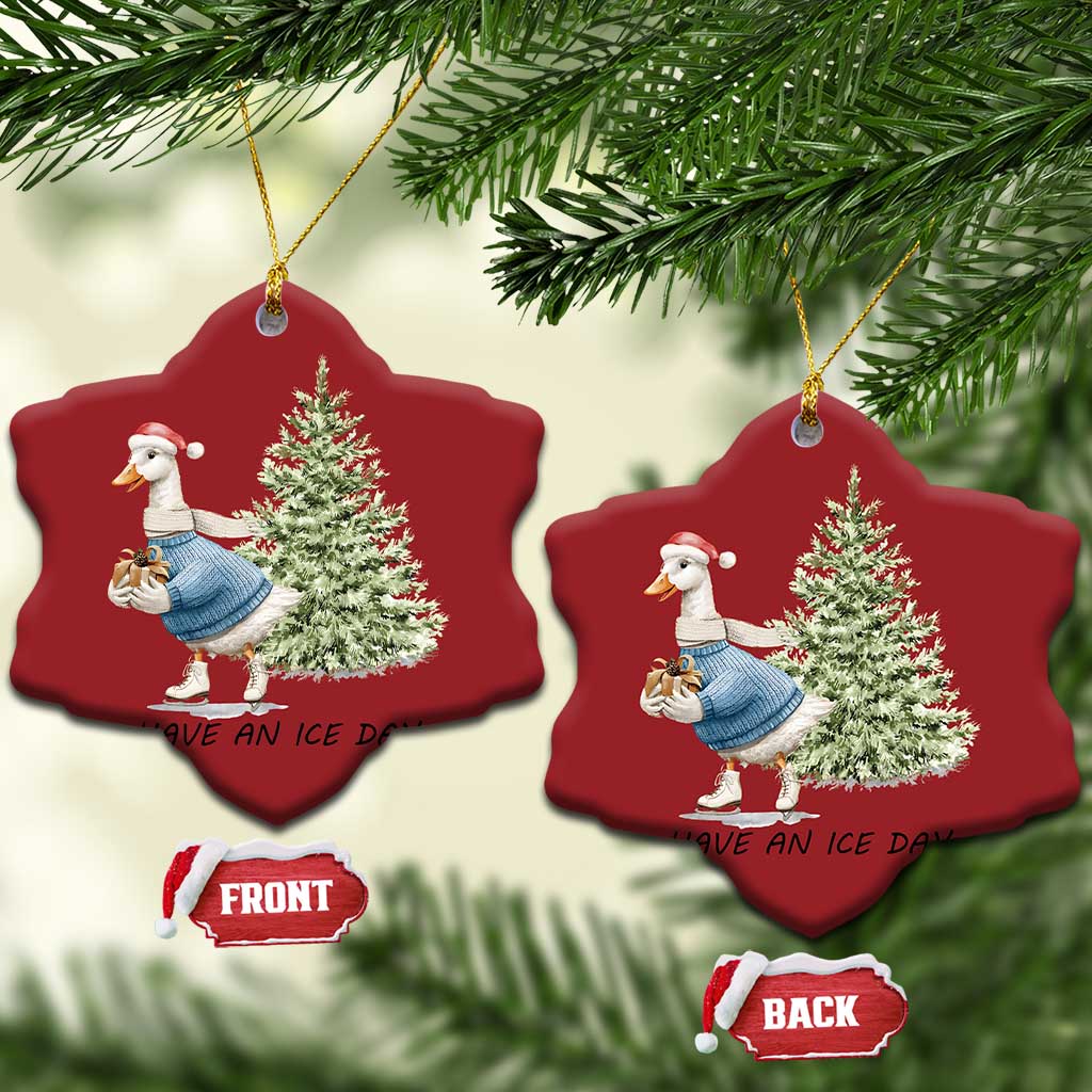 Funny Xmas Ice Skating Christmas Ornament Have An Ice Day Goose Xmas Tree TS11