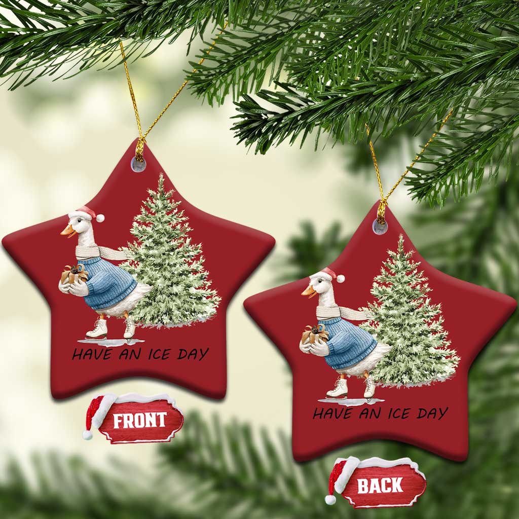 Funny Xmas Ice Skating Christmas Ornament Have An Ice Day Goose Xmas Tree TS11