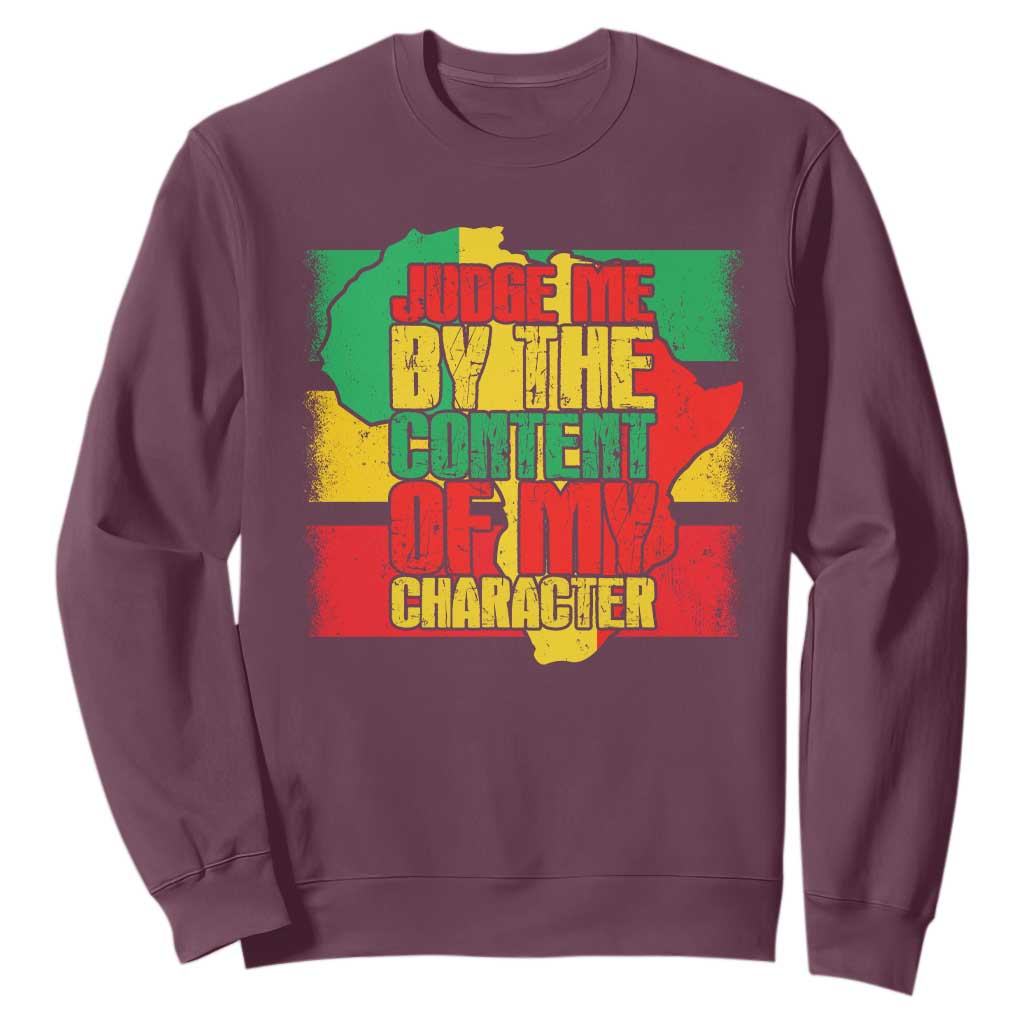 MLK Day Judge Me By The Content Of My Character Sweatshirt Martin Luther King Africa Map Black History Month TS11