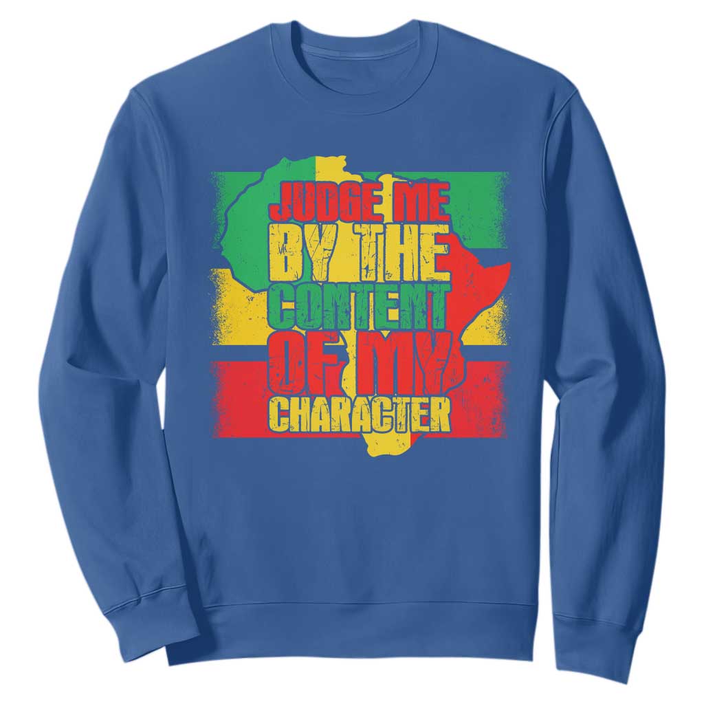MLK Day Judge Me By The Content Of My Character Sweatshirt Martin Luther King Africa Map Black History Month TS11