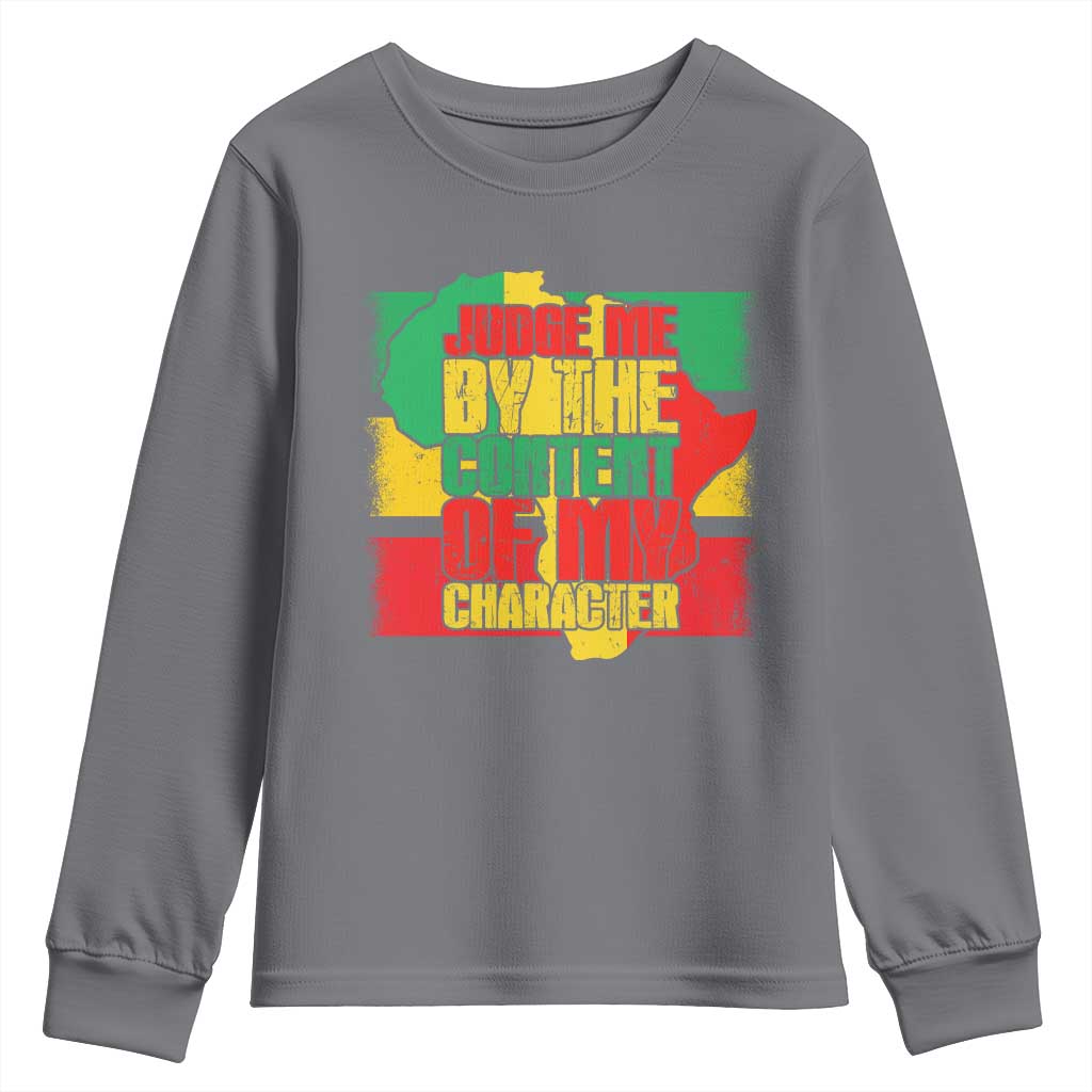 MLK Day Judge Me By The Content Of My Character Youth Sweatshirt Martin Luther King Africa Map Black History Month TS11