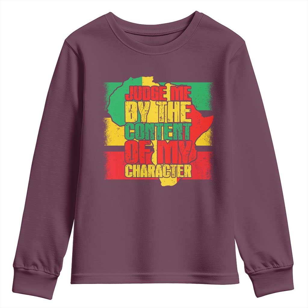 MLK Day Judge Me By The Content Of My Character Youth Sweatshirt Martin Luther King Africa Map Black History Month TS11