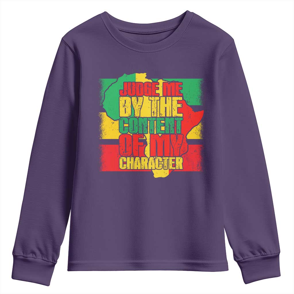 MLK Day Judge Me By The Content Of My Character Youth Sweatshirt Martin Luther King Africa Map Black History Month TS11