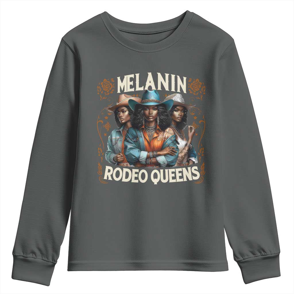 Melanin Rodeo Queen Youth Sweatshirt African American Melanin Black Cowgirl Swag TS11