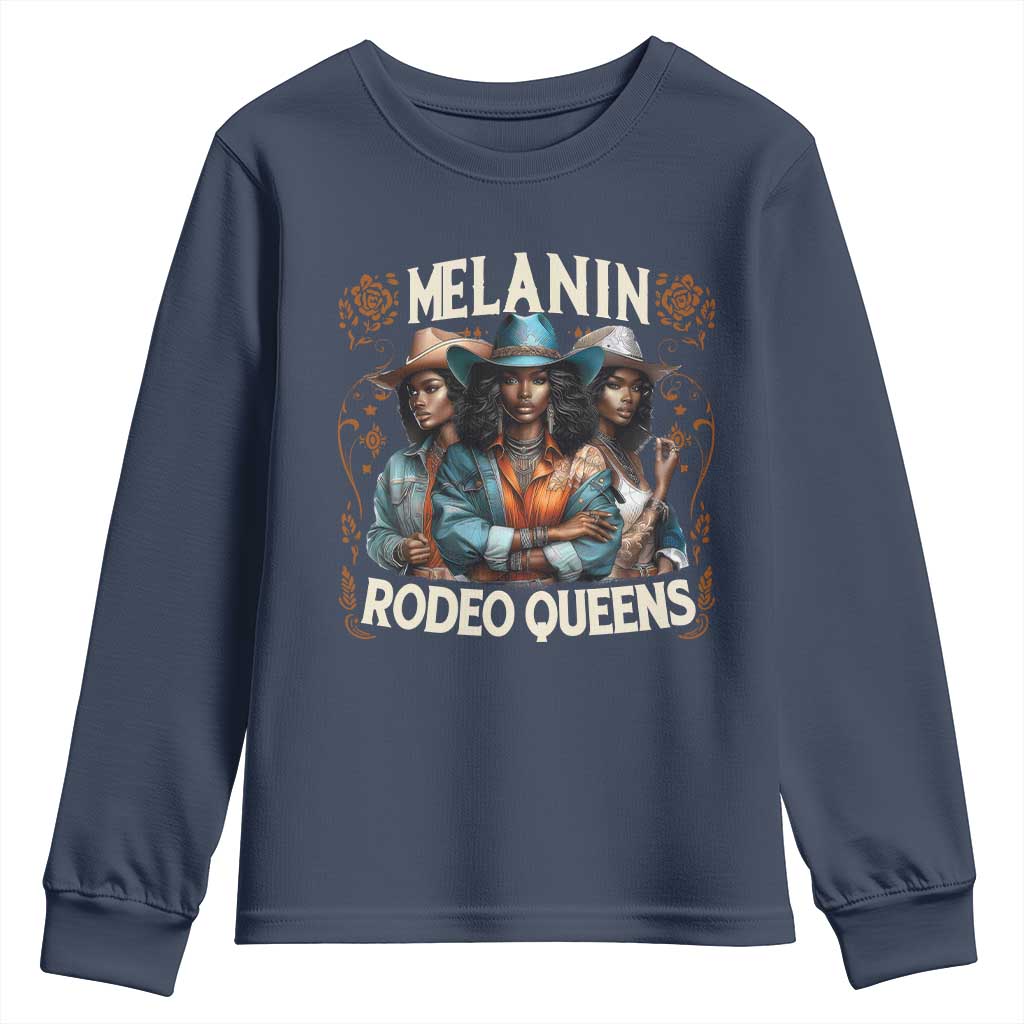 Melanin Rodeo Queen Youth Sweatshirt African American Melanin Black Cowgirl Swag TS11