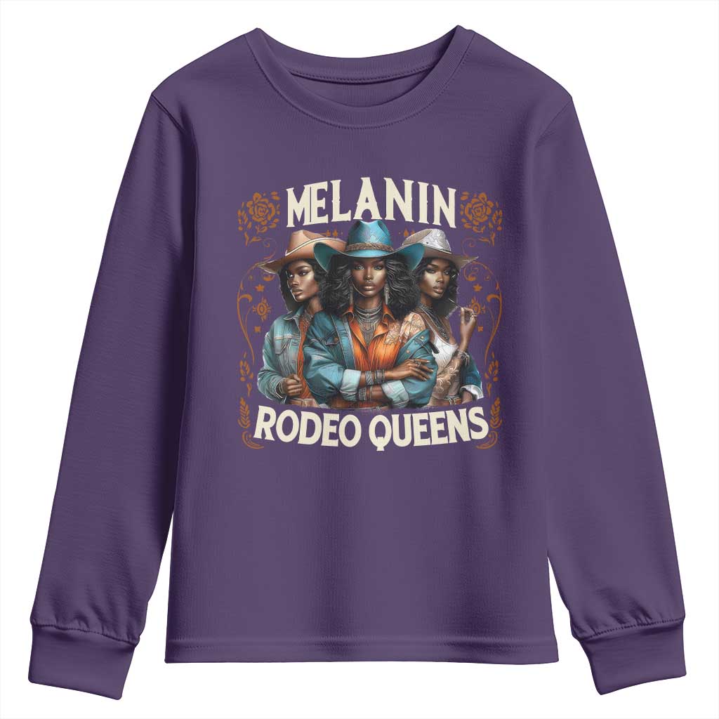 Melanin Rodeo Queen Youth Sweatshirt African American Melanin Black Cowgirl Swag TS11