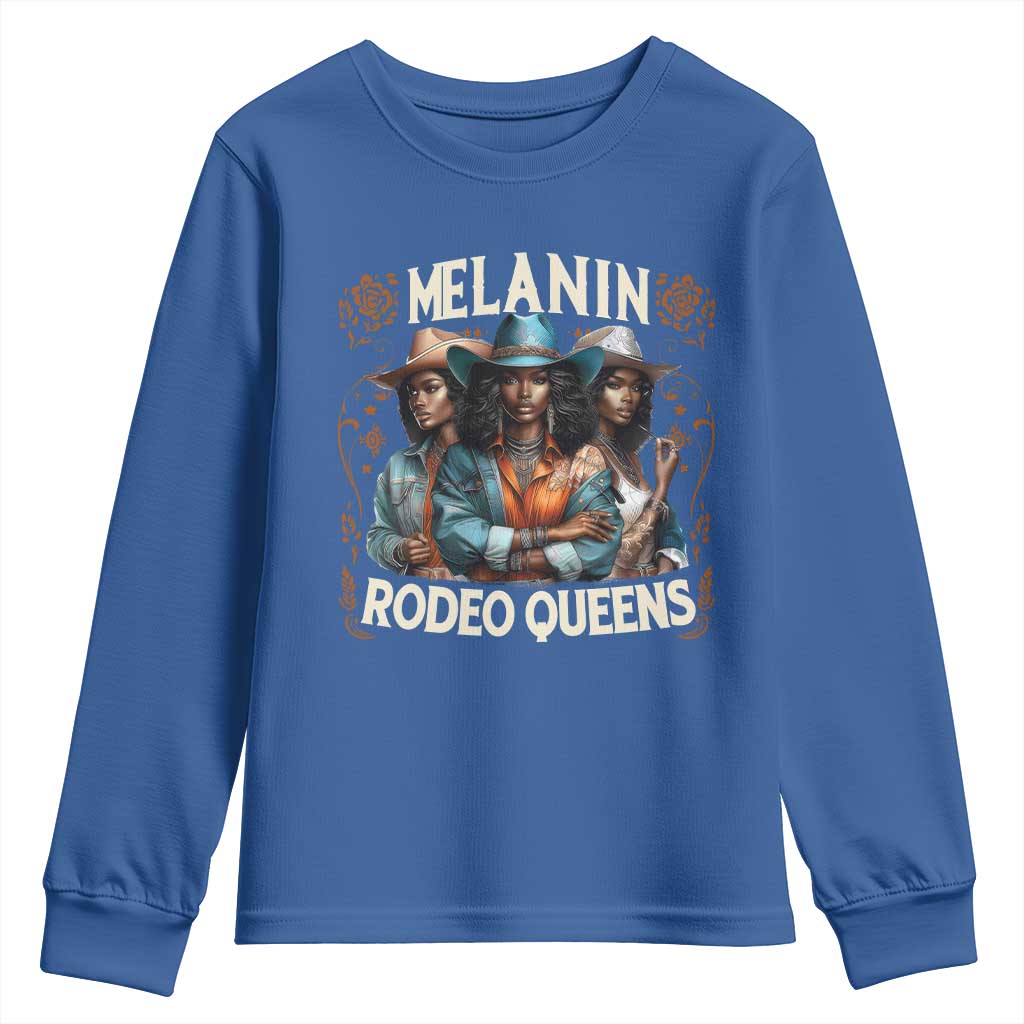 Melanin Rodeo Queen Youth Sweatshirt African American Melanin Black Cowgirl Swag TS11