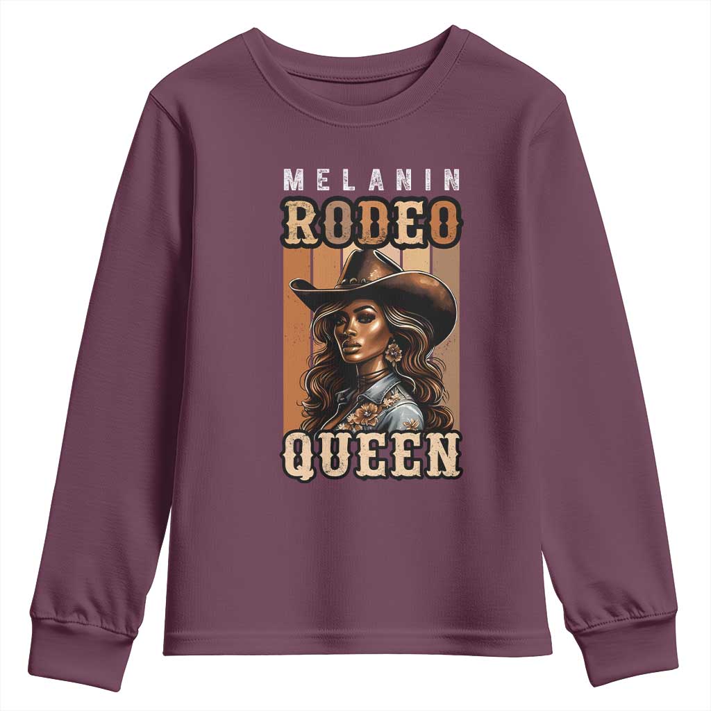 Melanin Rodeo Queen Youth Sweatshirt African American Melanin Black Western Cowgirl TS11