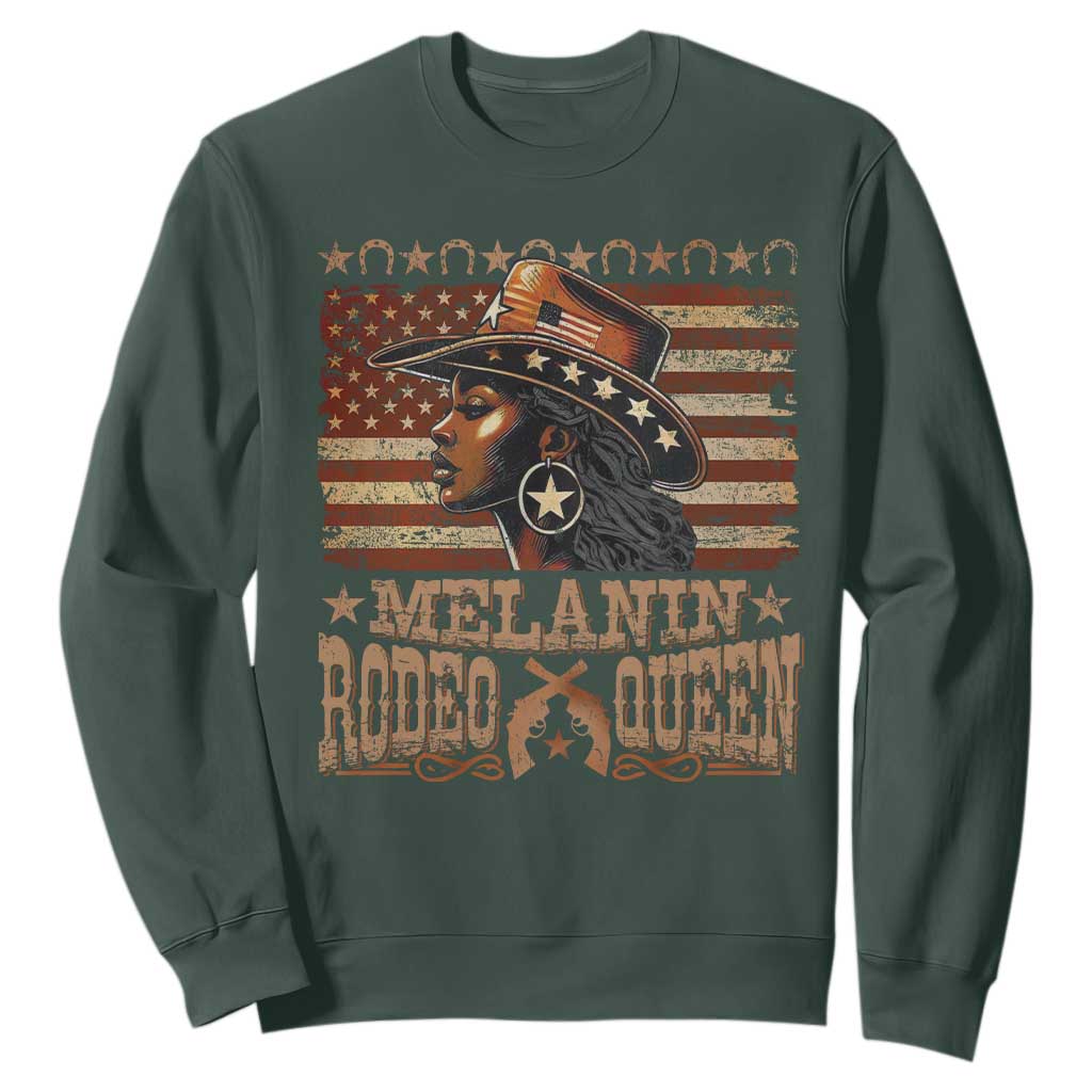 Melanin Rodeo Queen Sweatshirt Black Cowgirl Western Vintage American Flag TS11