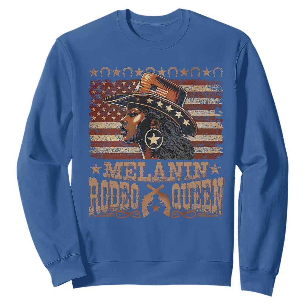 Melanin Rodeo Queen Sweatshirt Black Cowgirl Western Vintage American Flag TS11