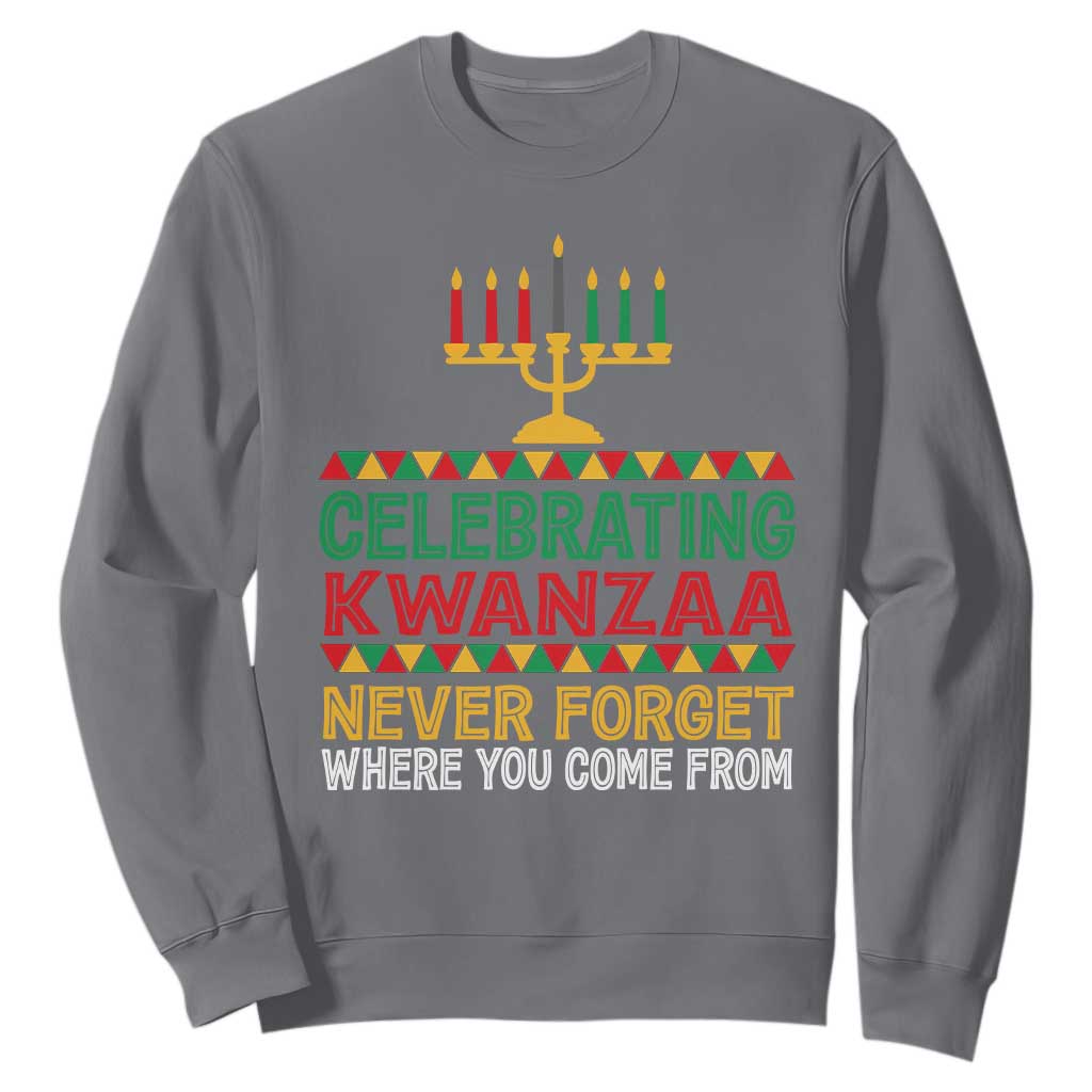 Celebrating Kwanzaa Never Forget Where You Come From Kinara Candle African American Christmas Sweatshirt TS11