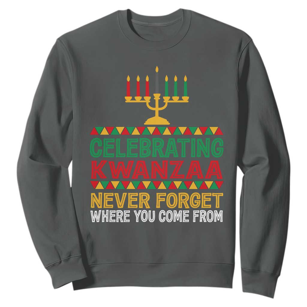 Celebrating Kwanzaa Never Forget Where You Come From Kinara Candle African American Christmas Sweatshirt TS11