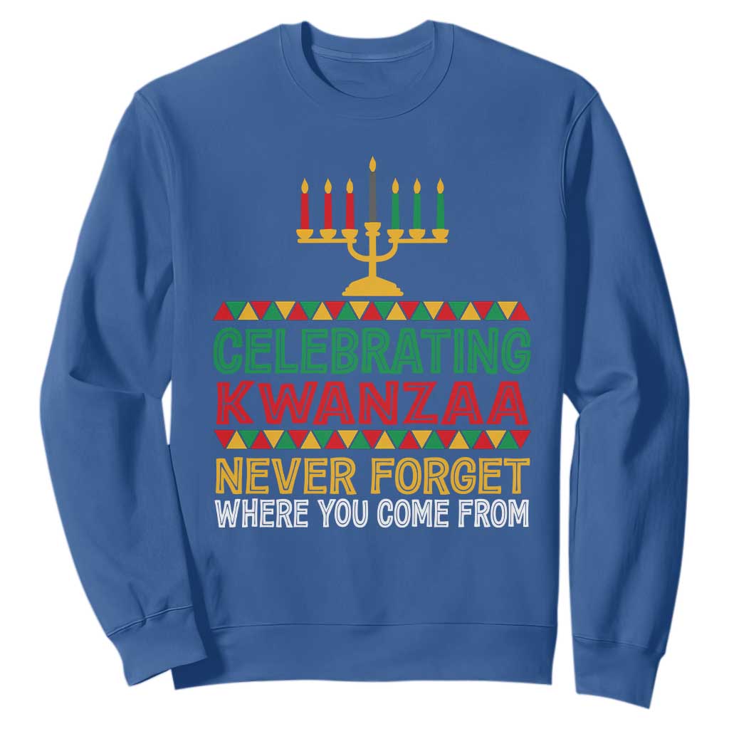 Celebrating Kwanzaa Never Forget Where You Come From Kinara Candle African American Christmas Sweatshirt TS11