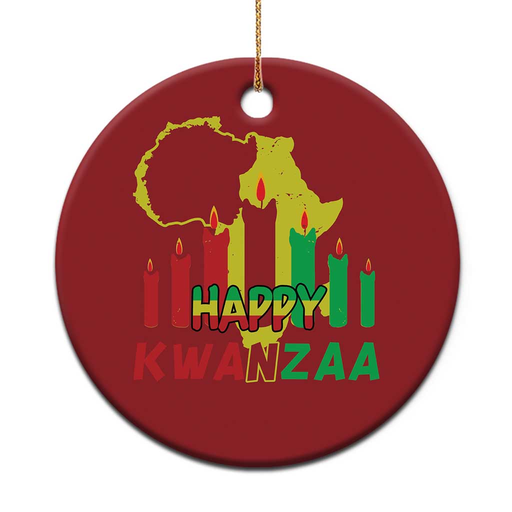 Happy Kwanzaa Christmas Ornament Black Holiday African American Xmas Kinara Candle TS11