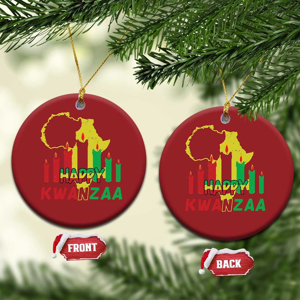 Happy Kwanzaa Christmas Ornament Black Holiday African American Xmas Kinara Candle TS11