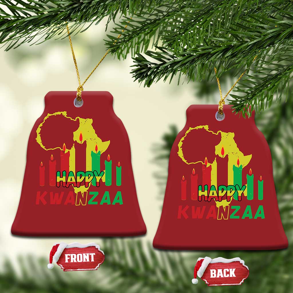 Happy Kwanzaa Christmas Ornament Black Holiday African American Xmas Kinara Candle TS11