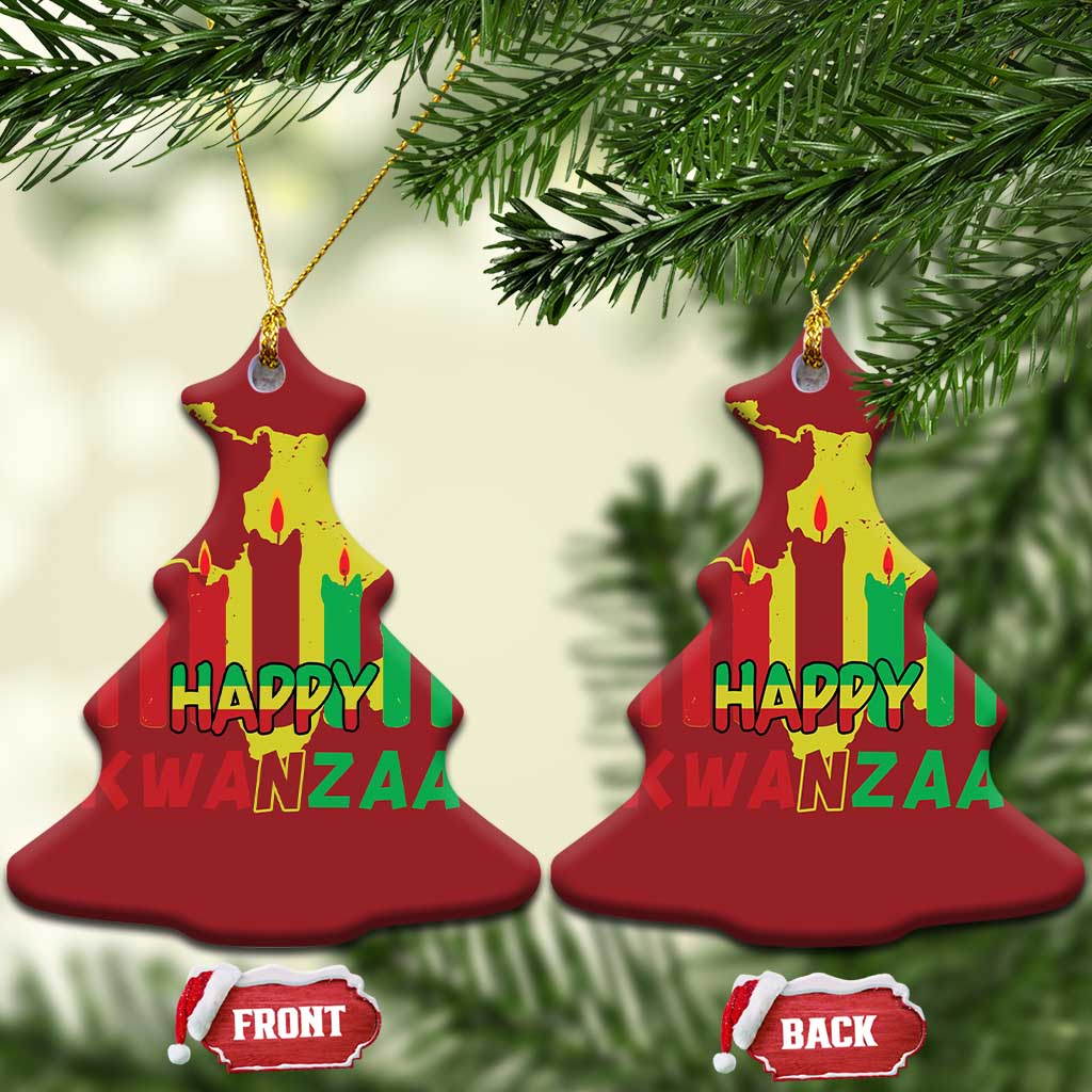 Happy Kwanzaa Christmas Ornament Black Holiday African American Xmas Kinara Candle TS11
