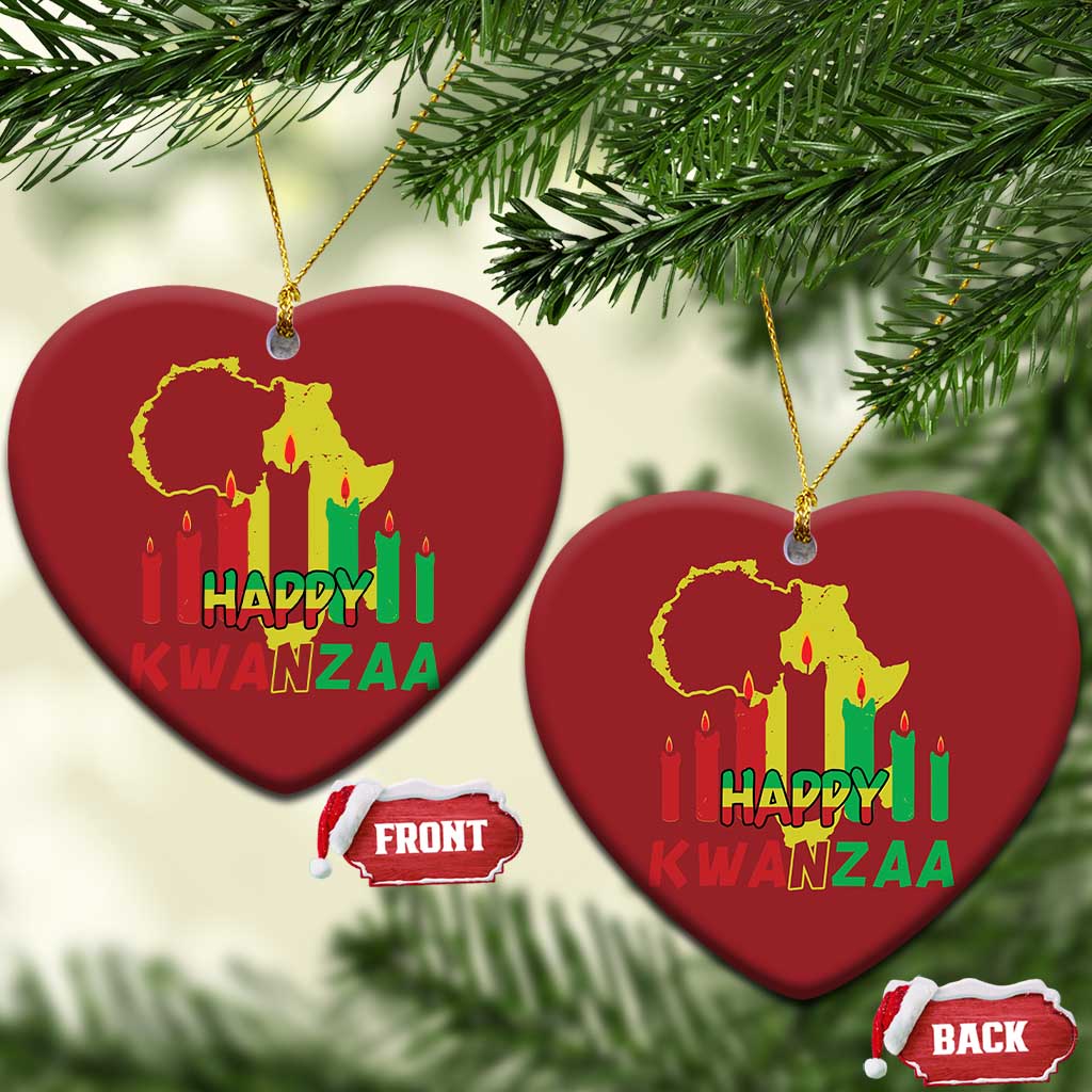 Happy Kwanzaa Christmas Ornament Black Holiday African American Xmas Kinara Candle TS11