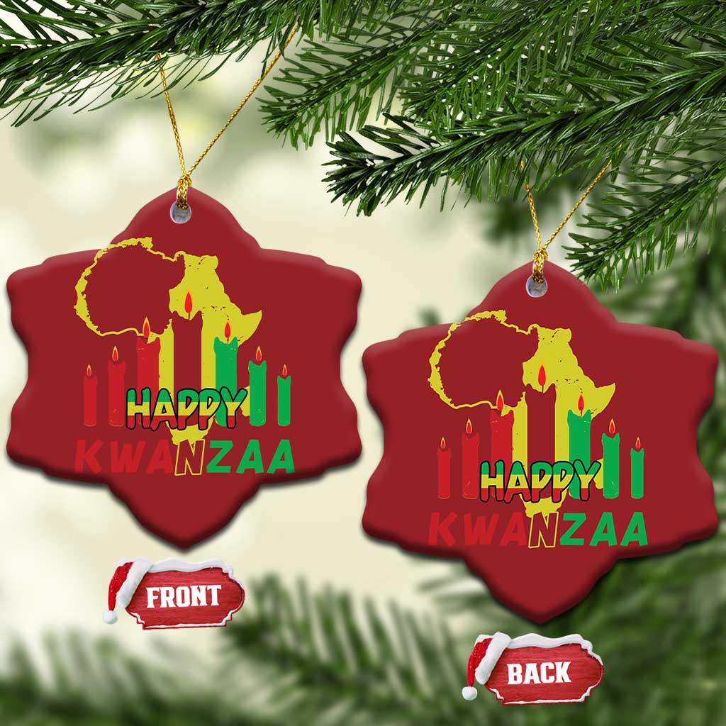 Happy Kwanzaa Christmas Ornament Black Holiday African American Xmas Kinara Candle TS11