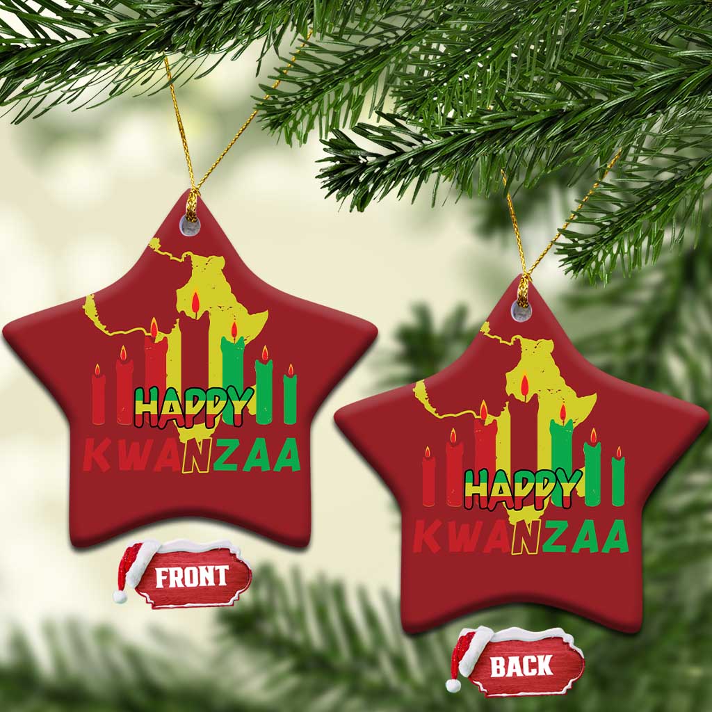 Happy Kwanzaa Christmas Ornament Black Holiday African American Xmas Kinara Candle TS11
