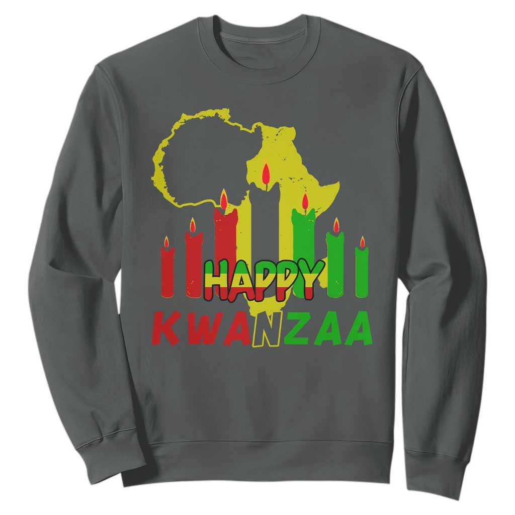 Happy Kwanzaa Sweatshirt Black Holiday African American Christmas Heritage Kinara Candle TS11
