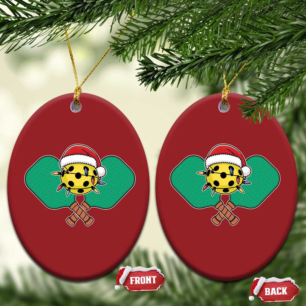 Funny Xmas Pickleball Holiday Santa Hat Christmas Ornament TS11