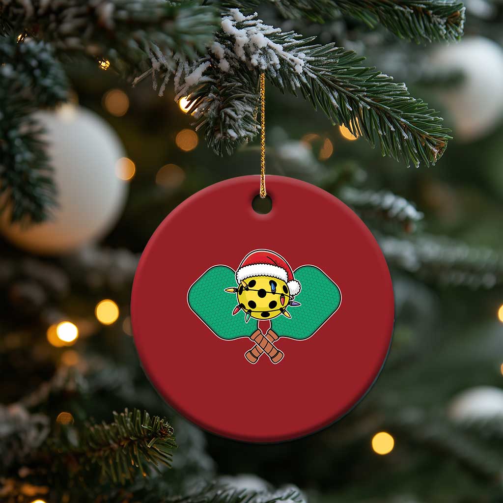 Funny Xmas Pickleball Holiday Santa Hat Christmas Ornament TS11