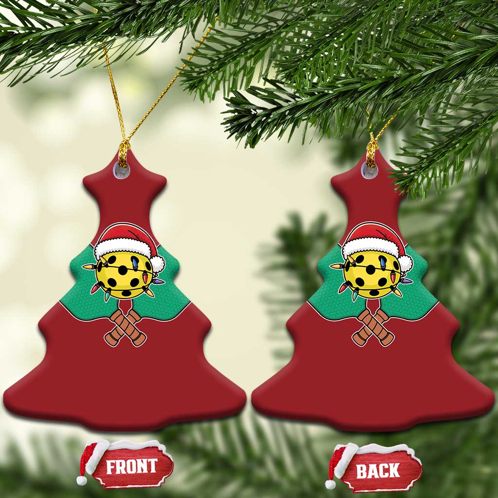 Funny Xmas Pickleball Holiday Santa Hat Christmas Ornament TS11