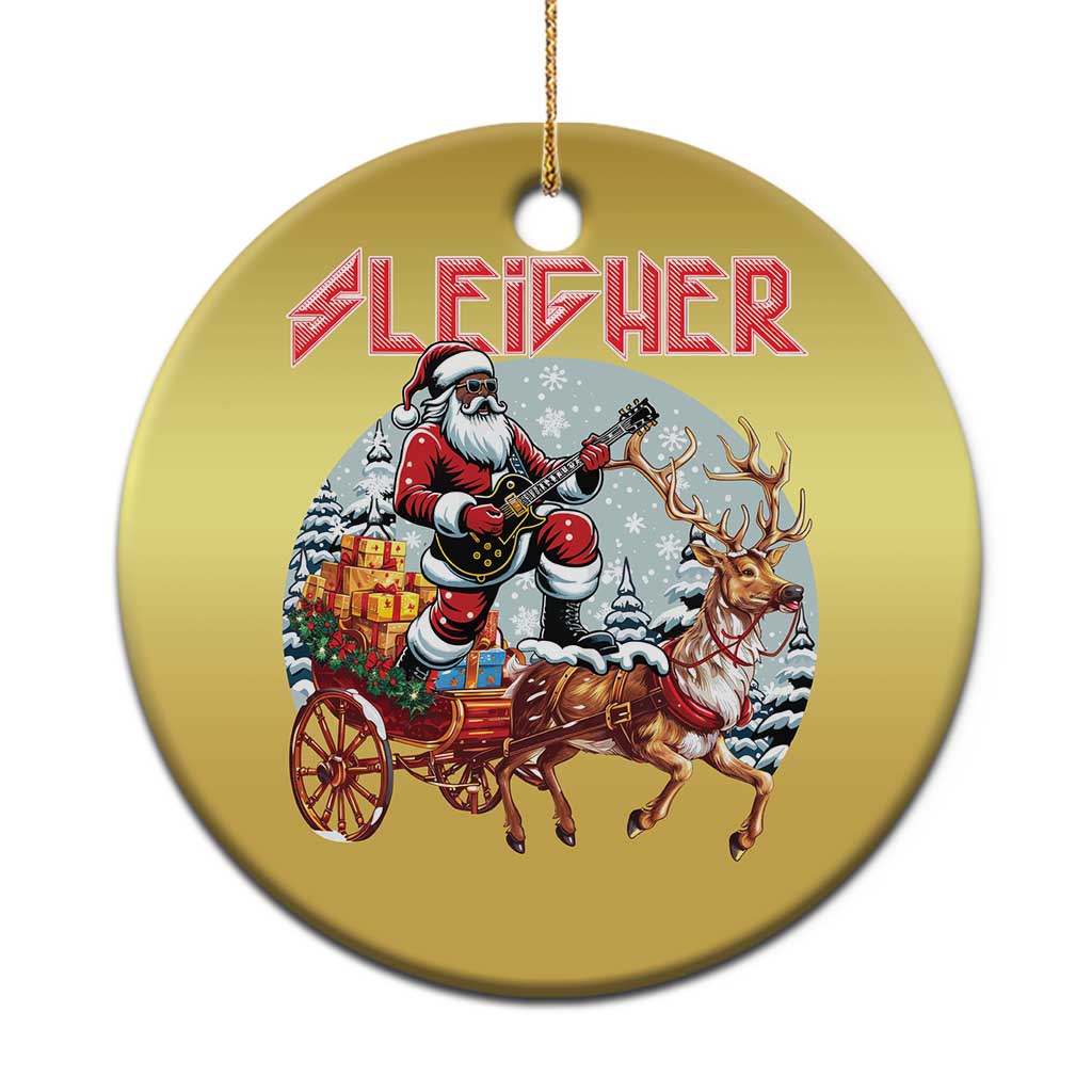 Funny Black Santa Heavy Metal Xmas Christmas Ornament Sleigher Xmas Rock & Roll TS11