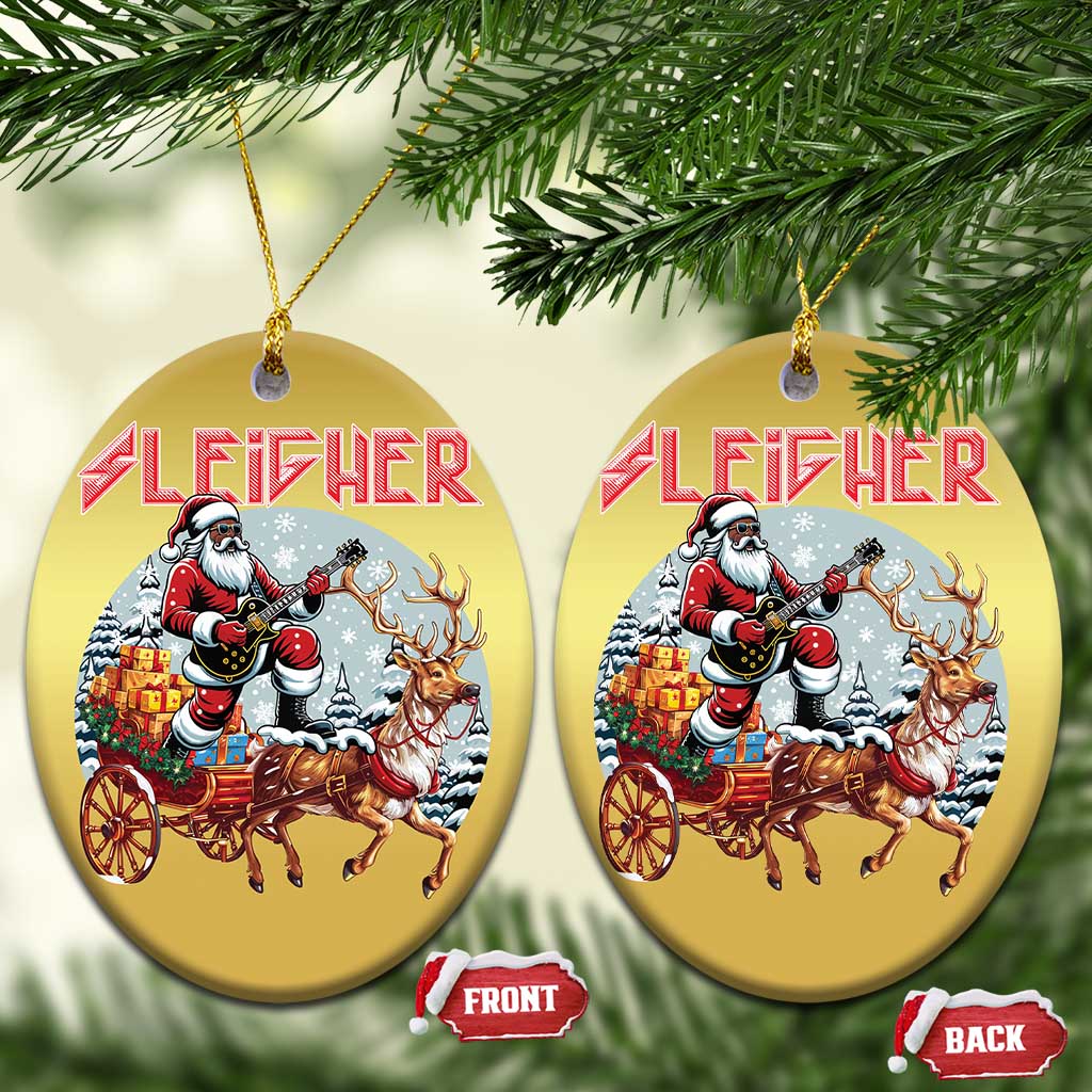 Funny Black Santa Heavy Metal Xmas Christmas Ornament Sleigher Xmas Rock & Roll TS11