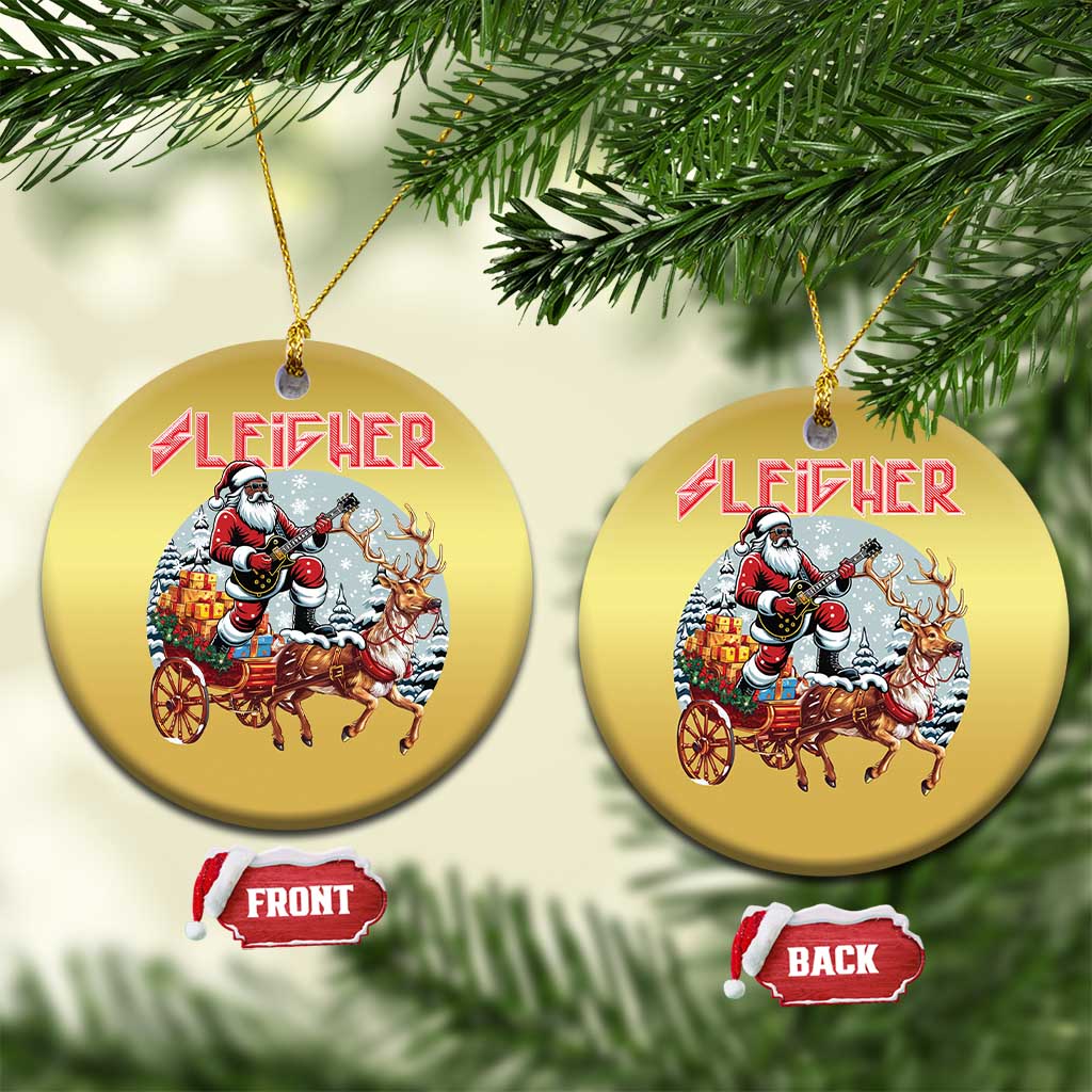 Funny Black Santa Heavy Metal Xmas Christmas Ornament Sleigher Xmas Rock & Roll TS11