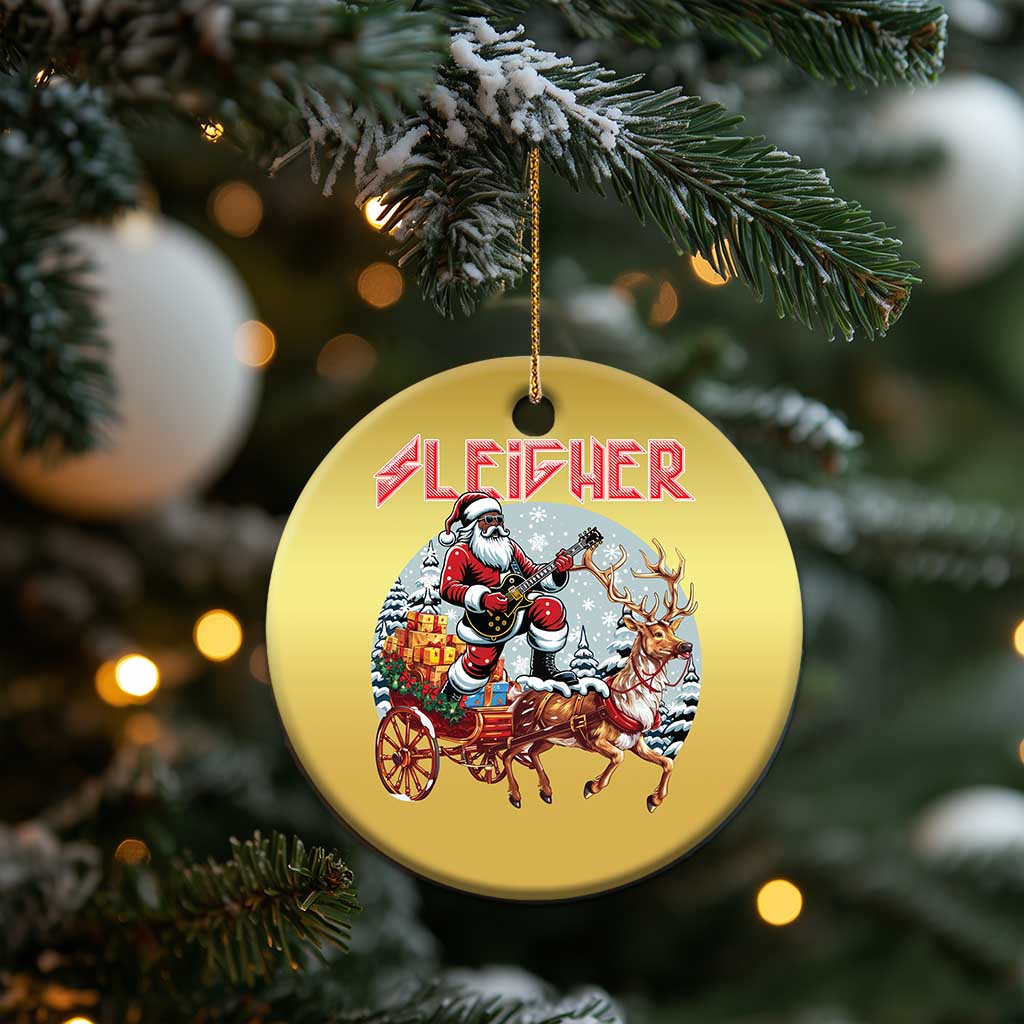 Funny Black Santa Heavy Metal Xmas Christmas Ornament Sleigher Xmas Rock & Roll TS11
