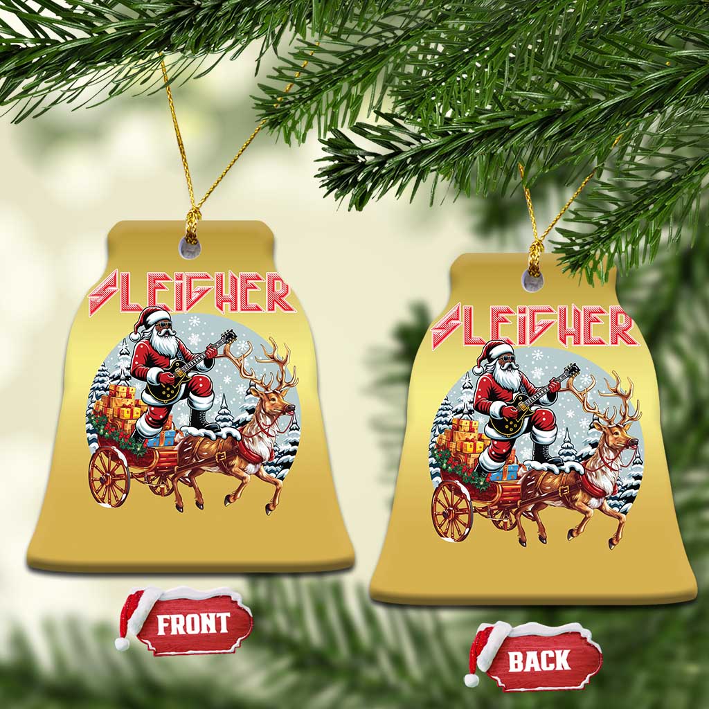 Funny Black Santa Heavy Metal Xmas Christmas Ornament Sleigher Xmas Rock & Roll TS11