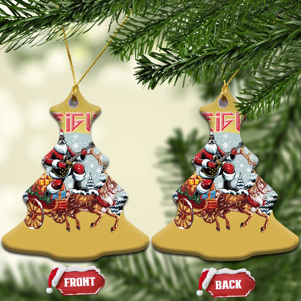 Funny Black Santa Heavy Metal Xmas Christmas Ornament Sleigher Xmas Rock & Roll TS11