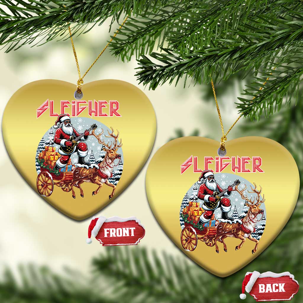 Funny Black Santa Heavy Metal Xmas Christmas Ornament Sleigher Xmas Rock & Roll TS11