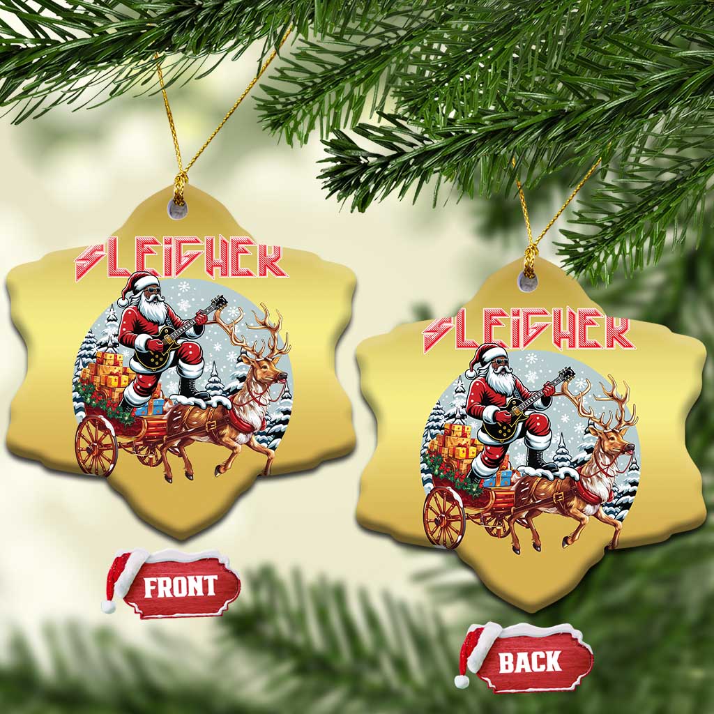 Funny Black Santa Heavy Metal Xmas Christmas Ornament Sleigher Xmas Rock & Roll TS11