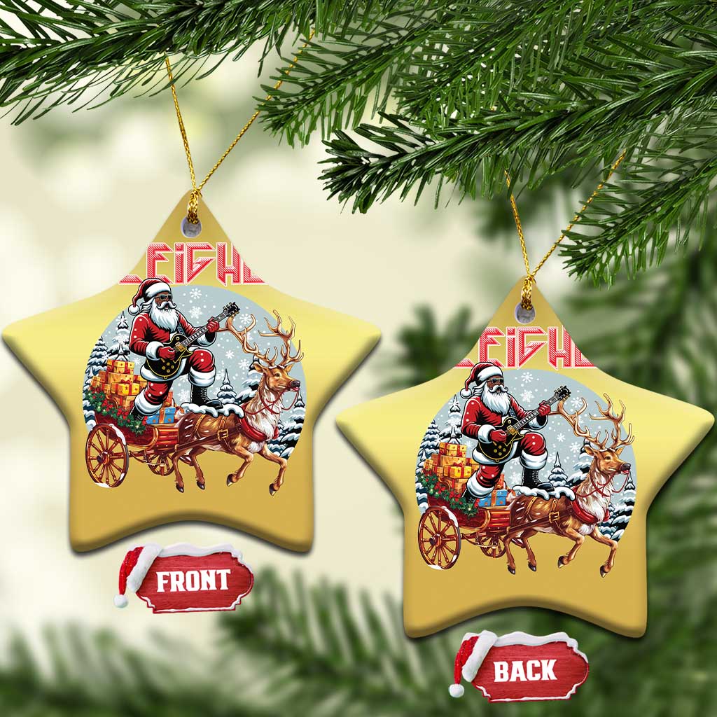 Funny Black Santa Heavy Metal Xmas Christmas Ornament Sleigher Xmas Rock & Roll TS11