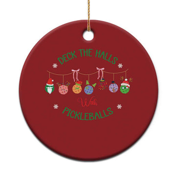 Funny Xmas Pickleball Christmas Ornament Deck The Halls With Pickleballs Santa Hat TS11