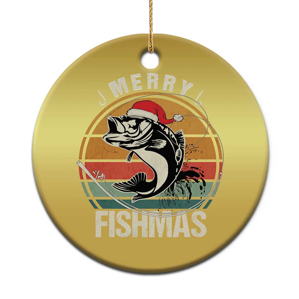 Funny Xmas Fishing Christmas Ornament Merry Fishmas Vintage Sunset Retro TS11