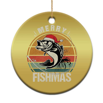 Funny Xmas Fishing Christmas Ornament Merry Fishmas Vintage Sunset Retro TS11