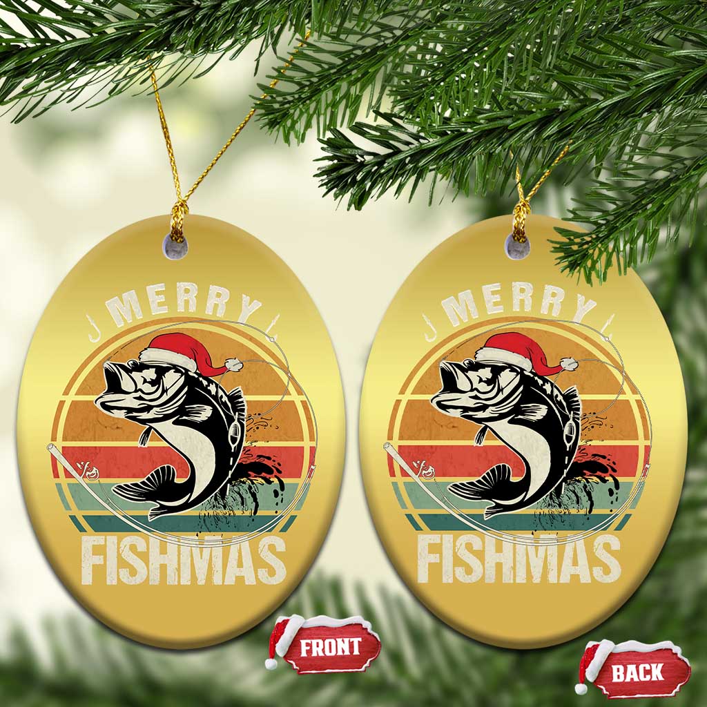 Funny Xmas Fishing Christmas Ornament Merry Fishmas Vintage Sunset Retro TS11