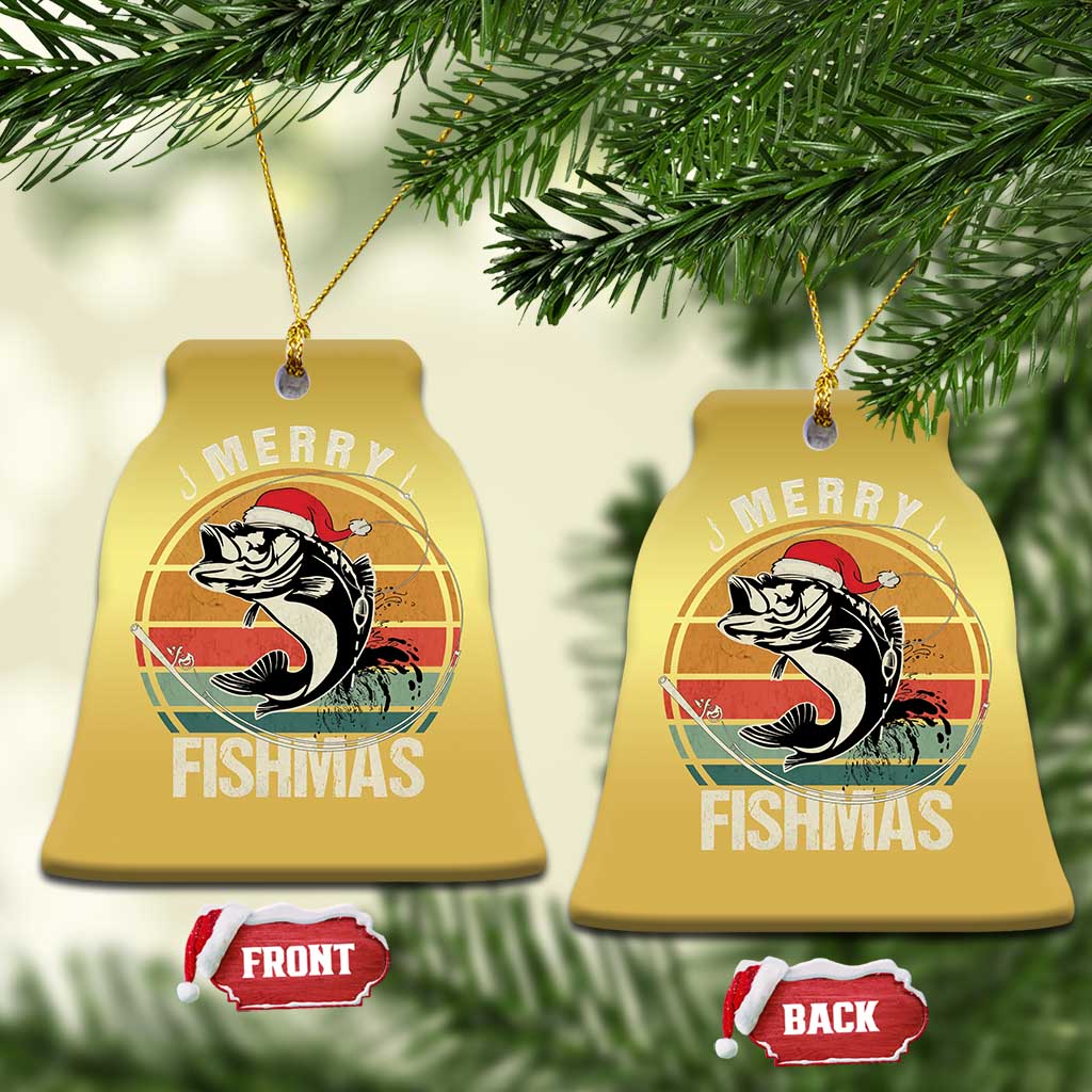 Funny Xmas Fishing Christmas Ornament Merry Fishmas Vintage Sunset Retro TS11